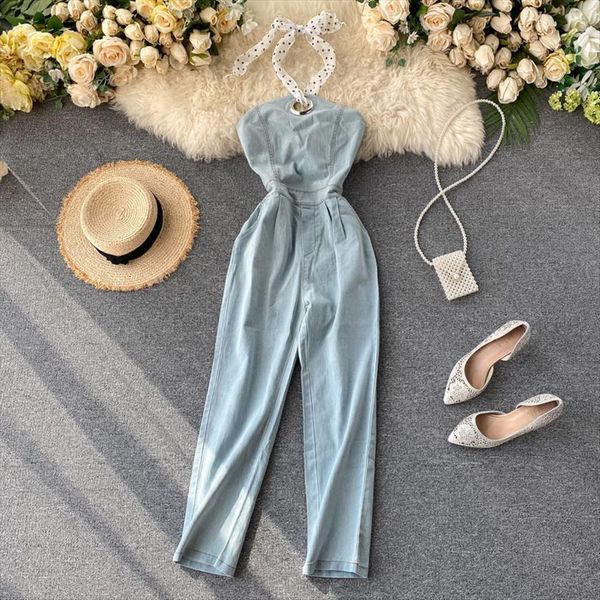 light blue denim fashion womens rompers high waist thin pocket sleeveless solid color overalls l946, Black;white
light blue denim fashion womens rompers high waist thin pocket sleeveless solid color overalls l946, Black;white