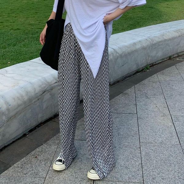 women's pants & capris 2021 spring summer high elastic waist straight trousers female black white plaid casual (n0175)
women's pants & capris 2021 spring summer high elastic waist straight trousers female black white plaid casual (n0175)