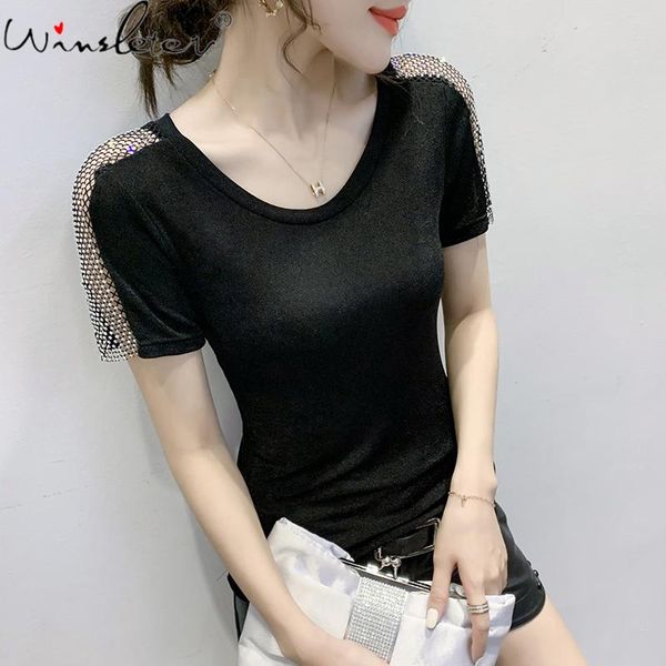 summer korean clothes mesh t-shirt fashion o-neck shiny diamonds women short sleeve slim all match tees 2021 t13603a women's, White
summer korean clothes mesh t-shirt fashion o-neck shiny diamonds women short sleeve slim all match tees 2021 t13603a women's, White