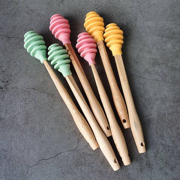 spoons 1pc silicone honey dipper sticks with wooden handle jam spoon dippers syrup stirrer for container pot jar stick bar 
spoons 1pc silicone honey dipper sticks with wooden handle jam spoon dippers syrup stirrer for container pot jar stick bar