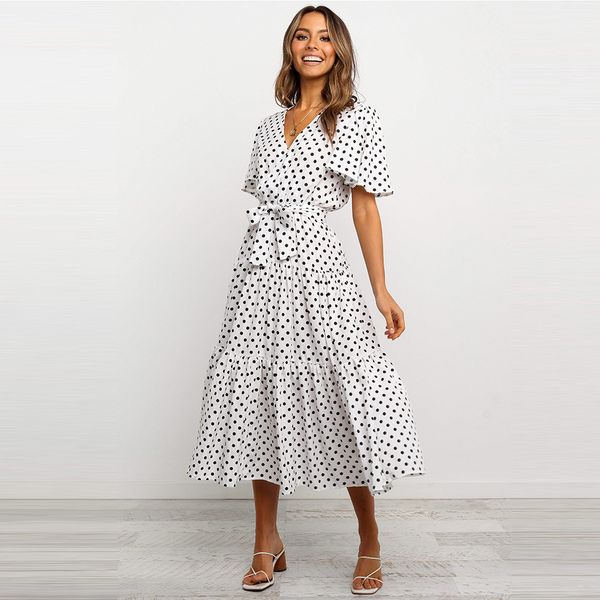 2020 new dot butterfly sleeve summer women office lady ruffles v-neck lace up mid-calf dress, Black;gray
2020 new dot butterfly sleeve summer women office lady ruffles v-neck lace up mid-calf dress, Black;gray