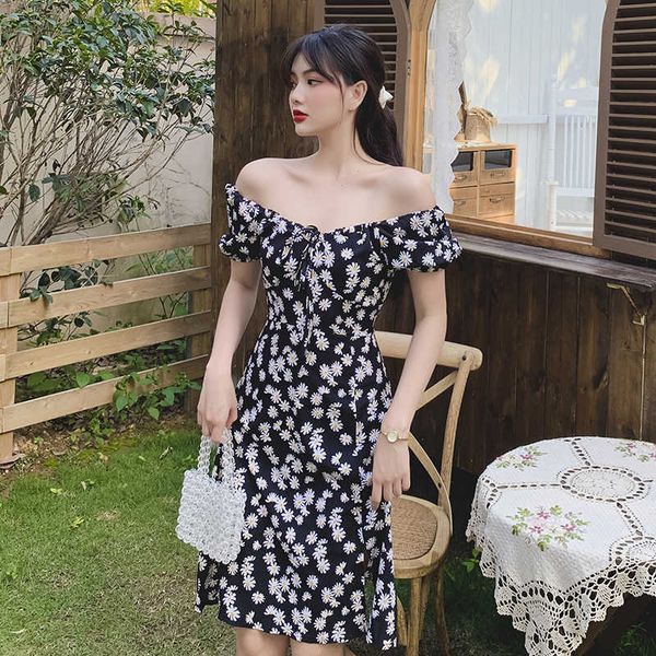 vintage elegant summer dress fashion short sleeve a line retro split floral women 210529, Black;gray
vintage elegant summer dress fashion short sleeve a line retro split floral women 210529, Black;gray