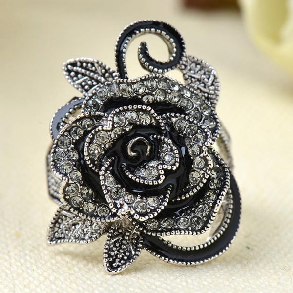 gothic style vintage ring, auniquestyle rose flower rings with rhinestones fashion new cute female black for woman jewelry gift, Silver
gothic style vintage ring, auniquestyle rose flower rings with rhinestones fashion new cute female black for woman jewelry gift, Silver