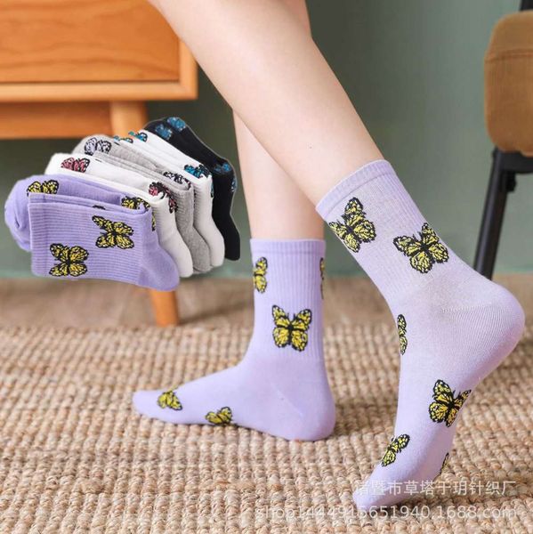 spring women's socks pure color net red butterfly middle tube spring and summer college style cotton, Black
spring women's socks pure color net red butterfly middle tube spring and summer college style cotton, Black