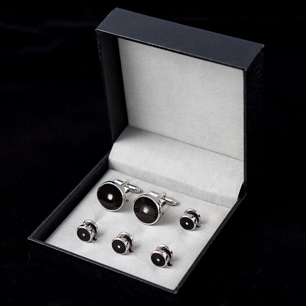 trendy black enamel studs set with box round shape cufflinks rhinestone decoration tuxedo shirt men jewelry gift, Silver
trendy black enamel studs set with box round shape cufflinks rhinestone decoration tuxedo shirt men jewelry gift, Silver
