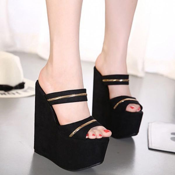 slippers women 2021 summer super high heel open the toe platform fashion wedges sandals, Black
slippers women 2021 summer super high heel open the toe platform fashion wedges sandals, Black