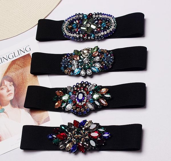 belts women's runway fashion crystal beaded elastic cummerbunds female dress corsets waistband decoration wide belt tb1216, Black;brown
belts women's runway fashion crystal beaded elastic cummerbunds female dress corsets waistband decoration wide belt tb1216, Black;brown