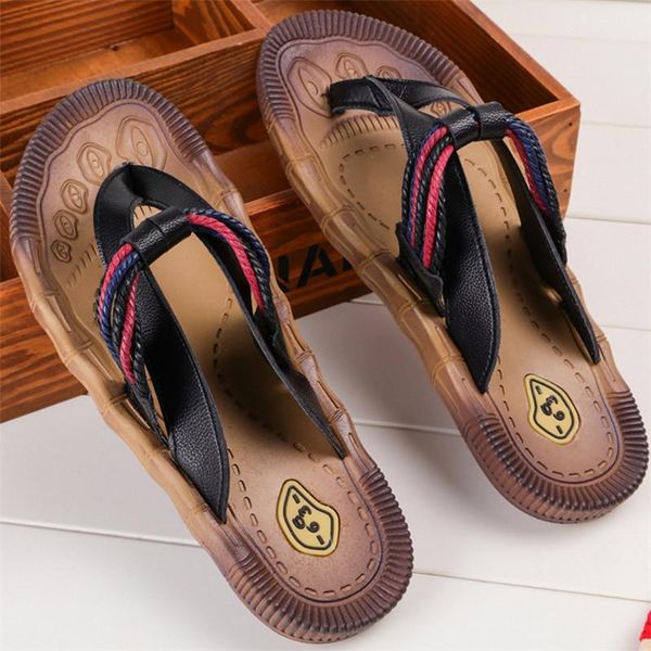 slippers mens flip flops leather anti-slip beach sandals outdoor casual shoes man's trendy chinelo masculino, Black
slippers mens flip flops leather anti-slip beach sandals outdoor casual shoes man's trendy chinelo masculino, Black