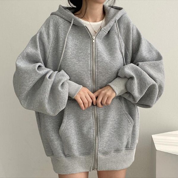women's jackets korean chic autumn winter zipper loose women coat lantern sleeve oversize hooded jacket all match streetwear cardigan, Black;brown
women's jackets korean chic autumn winter zipper loose women coat lantern sleeve oversize hooded jacket all match streetwear cardigan, Black;brown