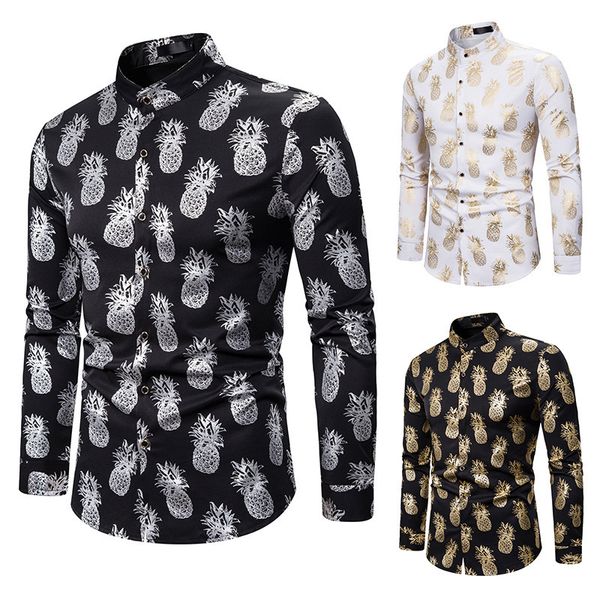 boutique fashion shirt men's selling pine printed nightclub european long sleeve gilded, White;black
boutique fashion shirt men's selling pine printed nightclub european long sleeve gilded, White;black