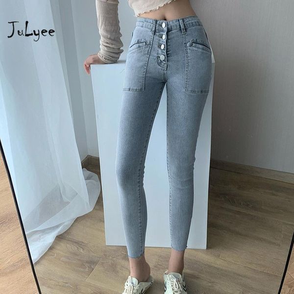 women's solid jean high waist washed patchwork pockets and button casual skinny pencil ankle-length jeans, Blue
women's solid jean high waist washed patchwork pockets and button casual skinny pencil ankle-length jeans, Blue