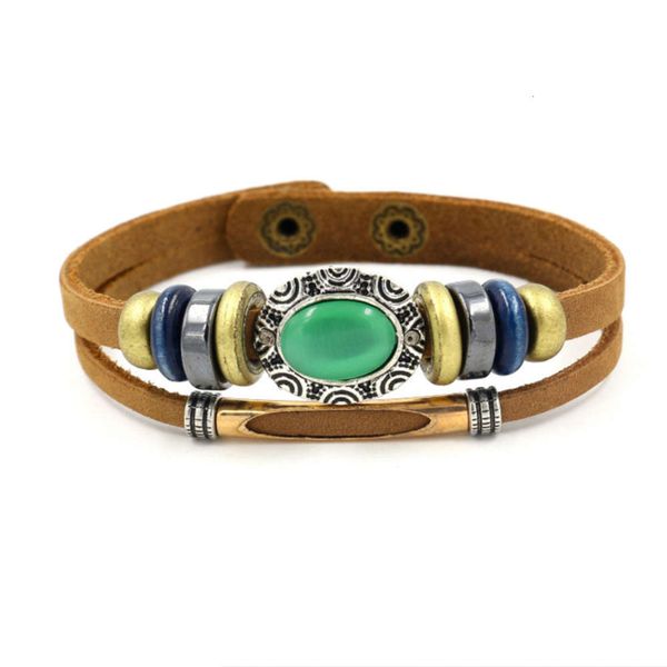 japanese and korean fashion green cat's eye stone women's beaded button leather bracelet, Black
japanese and korean fashion green cat's eye stone women's beaded button leather bracelet, Black