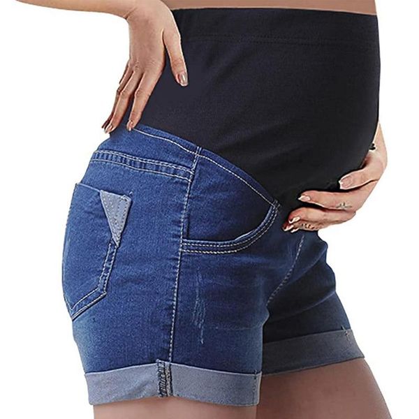 women's shorts plus size pregnant women jeans belly stretch high waist comfortable blue distressed summer, White;black 
women's shorts plus size pregnant women jeans belly stretch high waist comfortable blue distressed summer, White;black