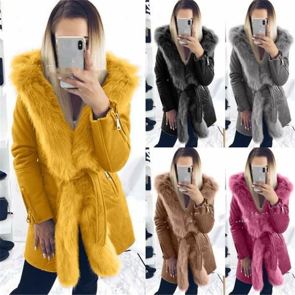 women's & plus size designer coats fashion lapel neck with faux fur warm coat winter women clothing, Black
women's & plus size designer coats fashion lapel neck with faux fur warm coat winter women clothing, Black