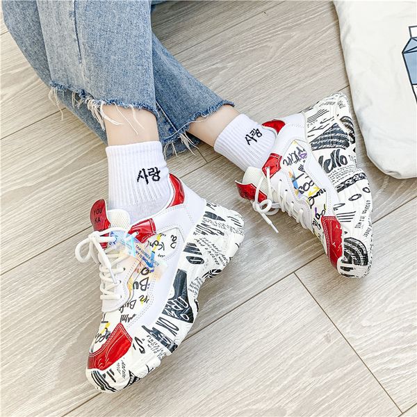 platform casual shoes female lace up chunky sneakers women shoes woman graffiti vulcanized shoes leather loafers ladies flats a3, Black
platform casual shoes female lace up chunky sneakers women shoes woman graffiti vulcanized shoes leather loafers ladies flats a3, Black