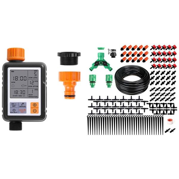 watering equipments 40m mini drip irrigation kit and nozzle 1/4 inch hose with smart programmable water timer for garden lawn
watering equipments 40m mini drip irrigation kit and nozzle 1/4 inch hose with smart programmable water timer for garden lawn