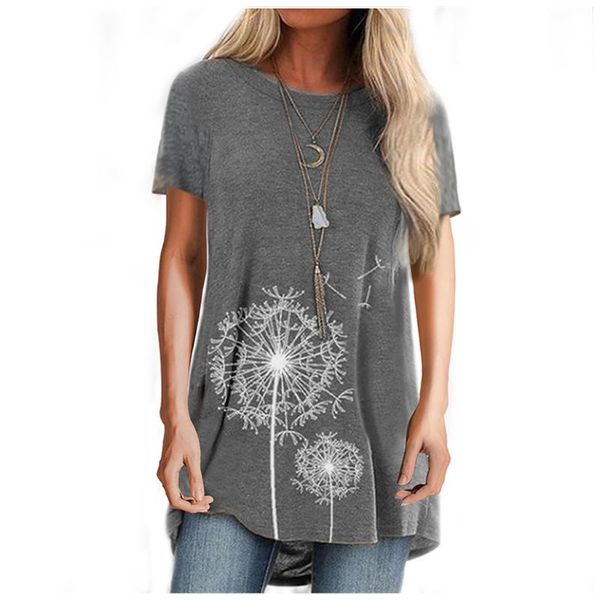 women's t-shirt lady fashion tees loose dandelion print long t-shirts short sleeve casual o-neck summer shirt daily t shirts for women, White
women's t-shirt lady fashion tees loose dandelion print long t-shirts short sleeve casual o-neck summer shirt daily t shirts for women, White