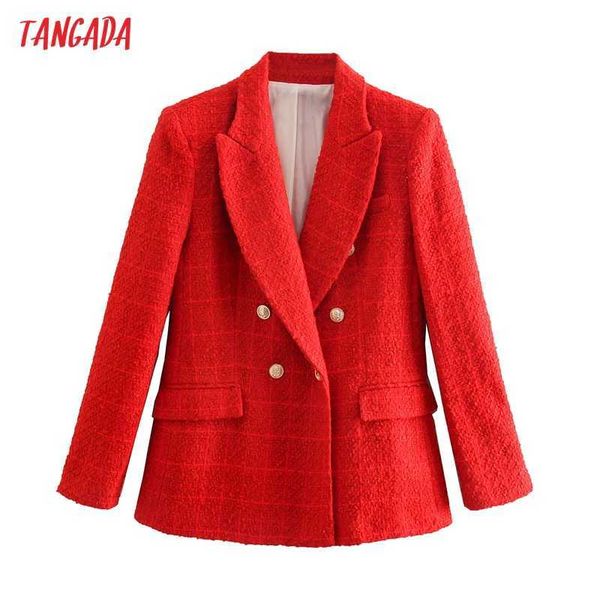 tangada women fashion office wear red tweed double breasted blazer coat vintage long sleeve pockets female outerwear be930 210609, White;black
tangada women fashion office wear red tweed double breasted blazer coat vintage long sleeve pockets female outerwear be930 210609, White;black
