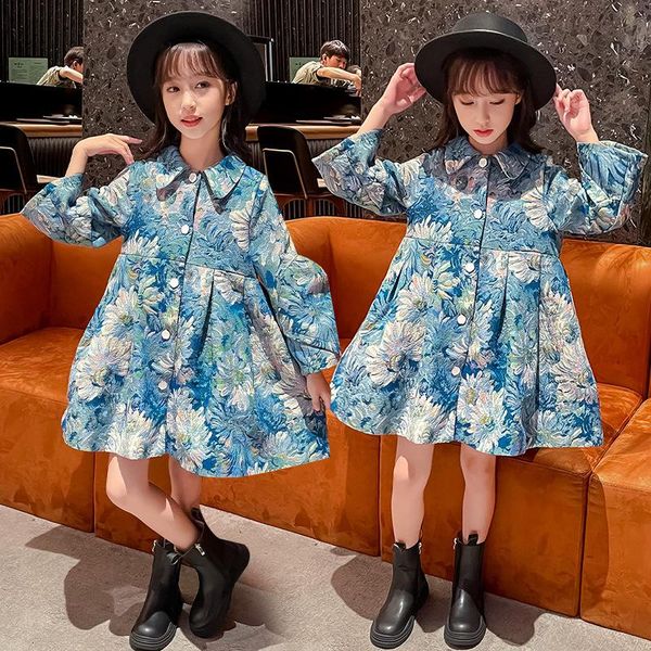 girl's dresses 2021 oil painting style baby girls dress kids fashion lapel single breasted jacket teenage princess 10 11 12 13y, Red;yellow
girl's dresses 2021 oil painting style baby girls dress kids fashion lapel single breasted jacket teenage princess 10 11 12 13y, Red;yellow