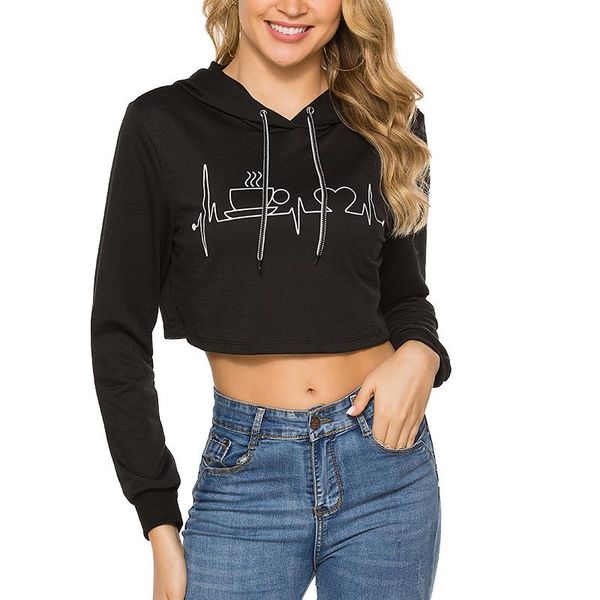 women's hoodies & sweatshirts woman lady hooded printed long-sleeved solid color dew waist cropped hoodie feminina, Black
women's hoodies & sweatshirts woman lady hooded printed long-sleeved solid color dew waist cropped hoodie feminina, Black