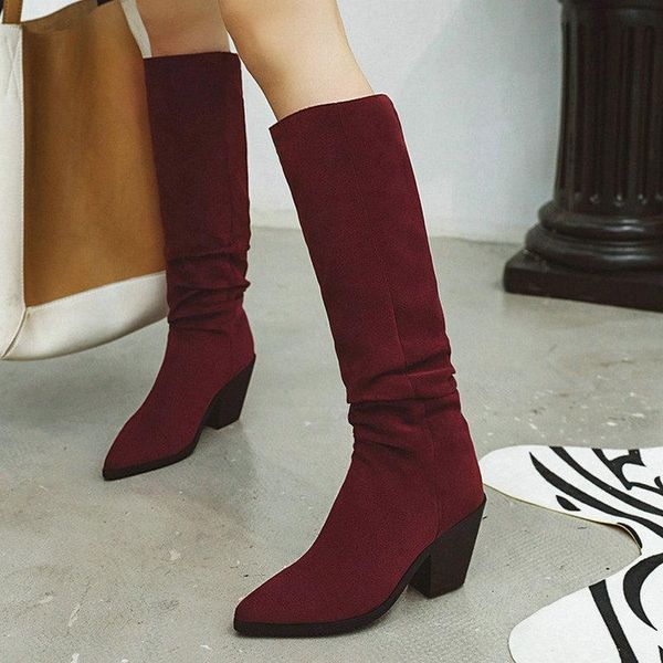 boots 2021 faux suede women western pointed toe slip on ladies square heel short plush winter big size 45, Black
boots 2021 faux suede women western pointed toe slip on ladies square heel short plush winter big size 45, Black