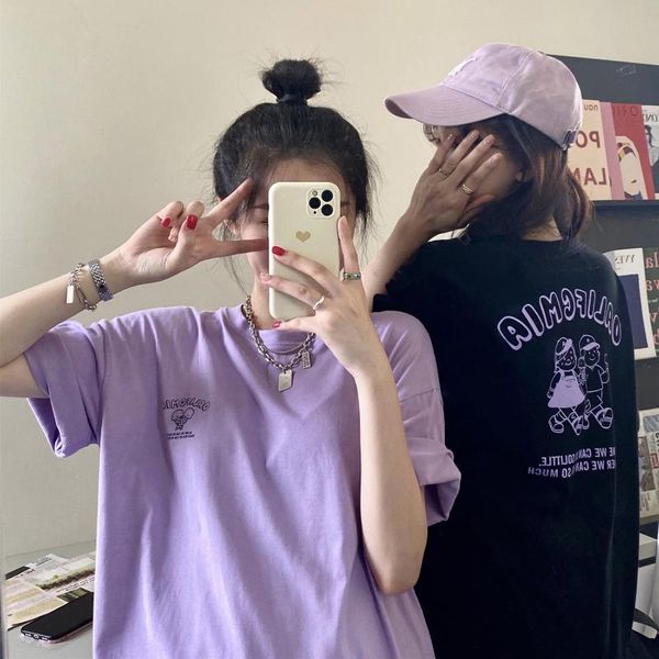 women's t-shirt 4 sizes cartoon character letter printed loose casual all match short sleeve o-neck basic simple women t-shirts, White
women's t-shirt 4 sizes cartoon character letter printed loose casual all match short sleeve o-neck basic simple women t-shirts, White