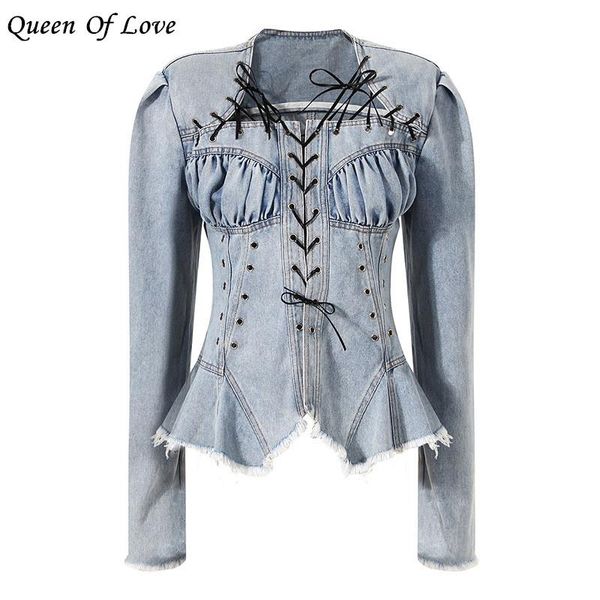 women's jackets 2021 autumn fashion streetwear denim jacketa and coats women long sleeve irregular bandage drawstring y2k, Black;brown
women's jackets 2021 autumn fashion streetwear denim jacketa and coats women long sleeve irregular bandage drawstring y2k, Black;brown