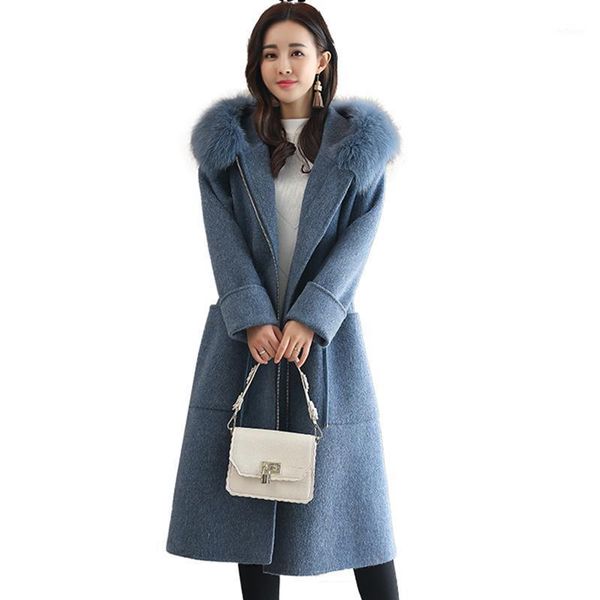 women's wool & blends winter woolen coats women jacket female long desgin fashion fur collar hood coat elegant woman clothes, Black
women's wool & blends winter woolen coats women jacket female long desgin fashion fur collar hood coat elegant woman clothes, Black