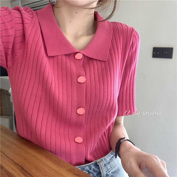 women's t-shirt single breasted summer knitted tshirts women turn down collar short sleeve casual striped shirts streetwear vintag, White
women's t-shirt single breasted summer knitted tshirts women turn down collar short sleeve casual striped shirts streetwear vintag, White