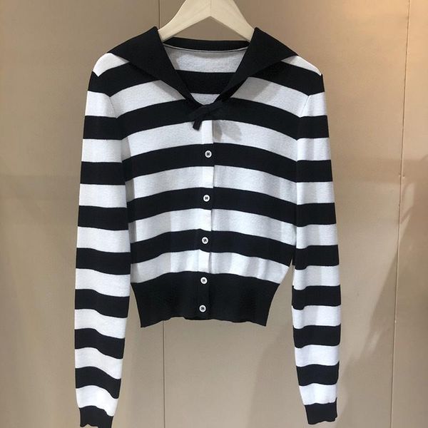 women's knits & tees striped knitted cardigans sailor collar single breasted long sleeve slim sweater autumn 2021, White
women's knits & tees striped knitted cardigans sailor collar single breasted long sleeve slim sweater autumn 2021, White