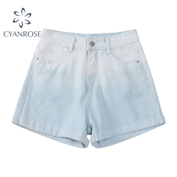 women's gradient color blue denim shorts pants streetwear rok chic tide jeans loose casual harajuku 210430, White;black
women's gradient color blue denim shorts pants streetwear rok chic tide jeans loose casual harajuku 210430, White;black