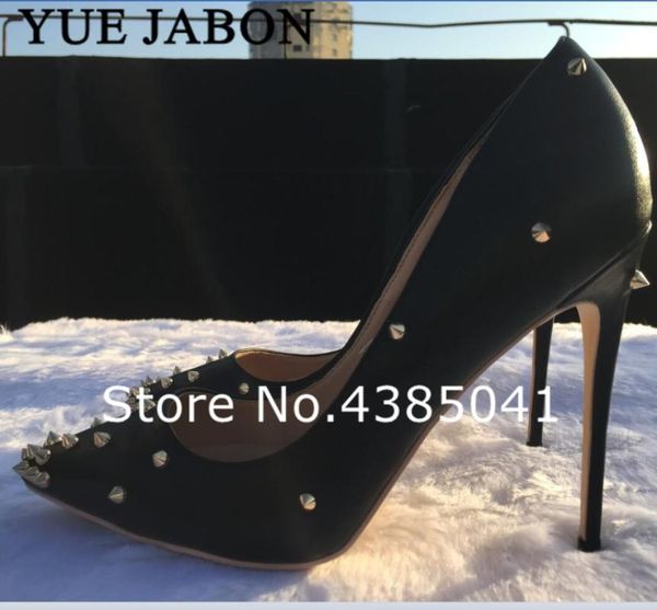 black rivets women extreme high heels fashion ladies patent leather pointed toe stiletto pumps shoes color customized dress
black rivets women extreme high heels fashion ladies patent leather pointed toe stiletto pumps shoes color customized dress