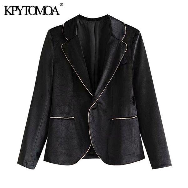 women fashion patchwork velvet single button blazer coat vintage long sleeve pockets female outerwear chic 210421, White;black
women fashion patchwork velvet single button blazer coat vintage long sleeve pockets female outerwear chic 210421, White;black