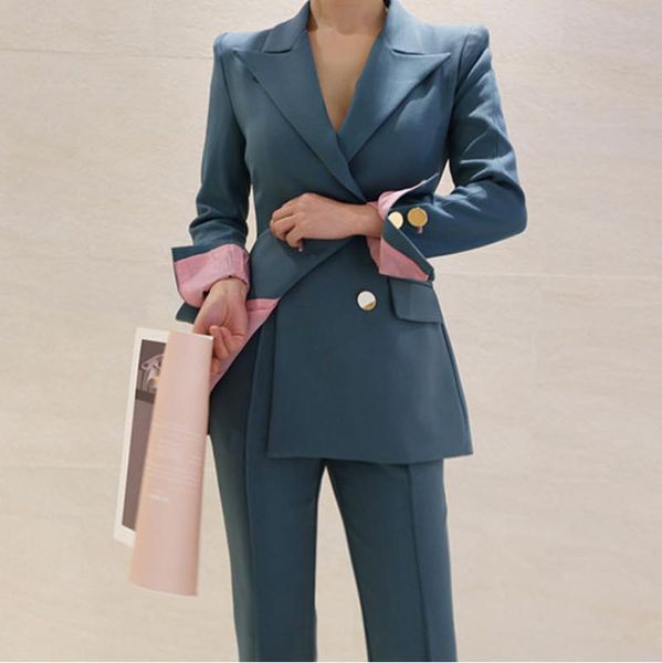 elegant fashion women suits peaked lapel pocket blazer double breasted office lady daily coat 2 pieces women's two piece pants, White
elegant fashion women suits peaked lapel pocket blazer double breasted office lady daily coat 2 pieces women's two piece pants, White