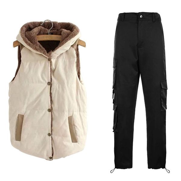 women's vests coral fleece hooded women vest sleeveless creamy-white xxl with high waist pocket overalls loose cargo pants, black, Black;white
women's vests coral fleece hooded women vest sleeveless creamy-white xxl with high waist pocket overalls loose cargo pants, black, Black;white