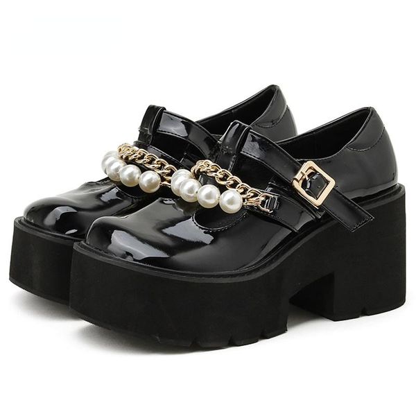 dress shoes lolita cosplay pumps platforms girls t strap chain pearl mary janes women thick bottom patent leather spring, Black
dress shoes lolita cosplay pumps platforms girls t strap chain pearl mary janes women thick bottom patent leather spring, Black