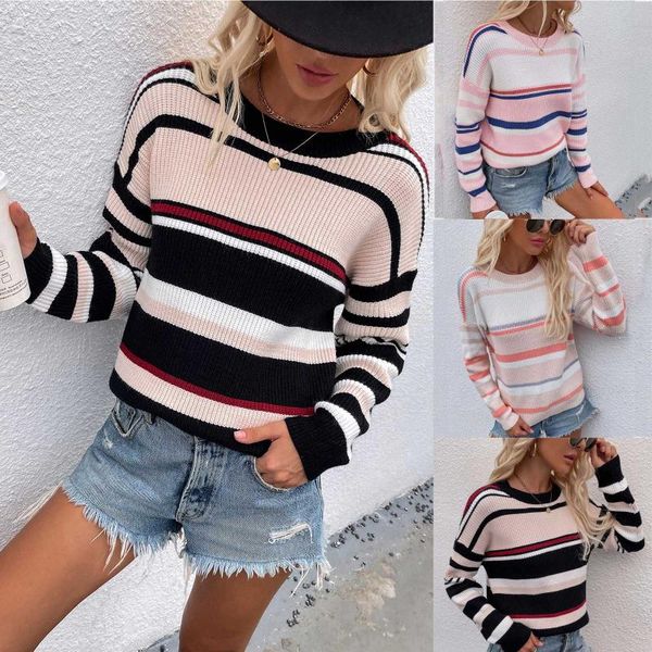 women's sweaters winter high street women sweater striped contrasting color vintage o-neck long sleeve knitwear pullovers clothes, White;black
women's sweaters winter high street women sweater striped contrasting color vintage o-neck long sleeve knitwear pullovers clothes, White;black