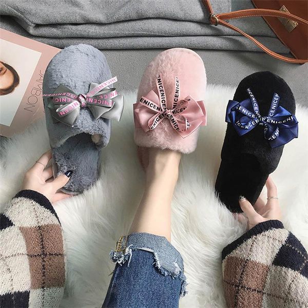 women home slippers bowknot closed toe house slides winter warm shoes for slip on flat female indoor faux fur slipper pink, Black
women home slippers bowknot closed toe house slides winter warm shoes for slip on flat female indoor faux fur slipper pink, Black