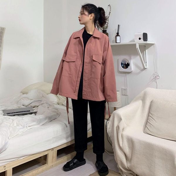 women's jackets 2021 spring and autumn high street women outwear stylish jacket vintage loose zipper boyfriend long sleeve coat female, Black;brown
women's jackets 2021 spring and autumn high street women outwear stylish jacket vintage loose zipper boyfriend long sleeve coat female, Black;brown