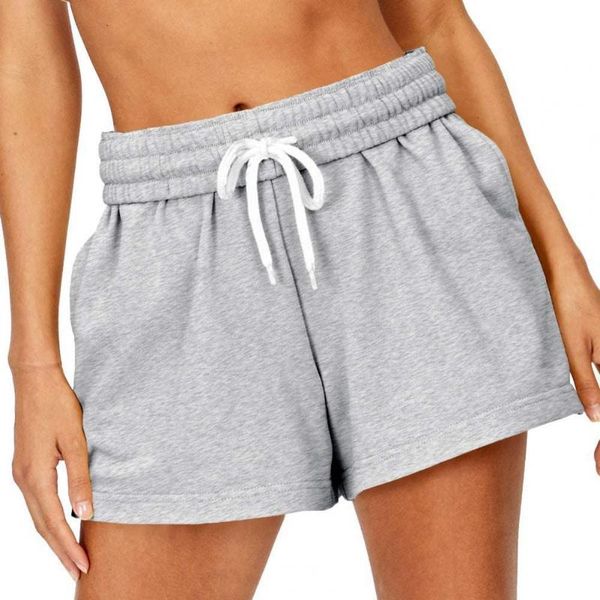 women's shorts high waist drawstring elastic solid color women sweat bottoms for daily life, White;black
women's shorts high waist drawstring elastic solid color women sweat bottoms for daily life, White;black