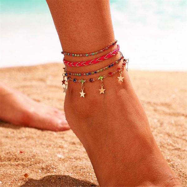 charm bracelets fashion women bohemian multi-layer woven colored diamond star tassel anklet set leg chain tornozeleira feminina tobilleras m, Golden;silver
charm bracelets fashion women bohemian multi-layer woven colored diamond star tassel anklet set leg chain tornozeleira feminina tobilleras m, Golden;silver