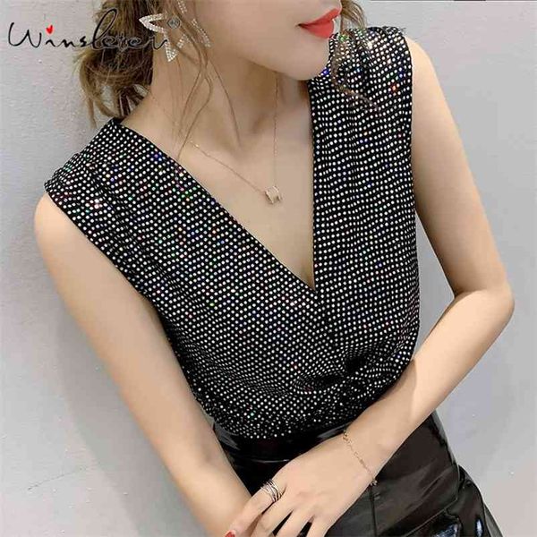 spring summer shiny vest tank women sequined diamonds v-neck ruched slim fashion t shirt female t02413b 210421, White
spring summer shiny vest tank women sequined diamonds v-neck ruched slim fashion t shirt female t02413b 210421, White