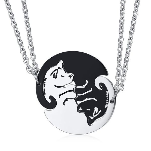 couples gifts set of 2 yin yang dog pendants necklace in stainless steel interlocking like a puzzle pendant necklaces, Silver
couples gifts set of 2 yin yang dog pendants necklace in stainless steel interlocking like a puzzle pendant necklaces, Silver