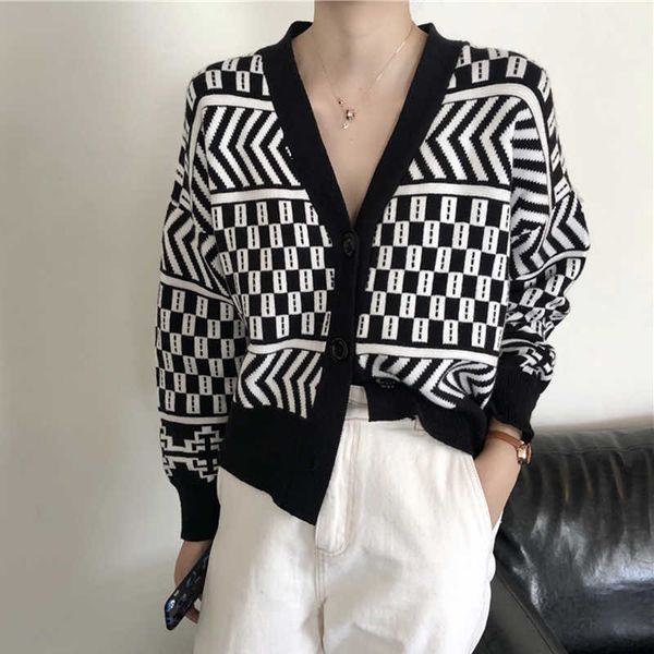 autumn korean ins harajuku vintage plaid sweater jacket female fashion loose short cardigan casual long-sleeved women 210608, Black;brown
autumn korean ins harajuku vintage plaid sweater jacket female fashion loose short cardigan casual long-sleeved women 210608, Black;brown