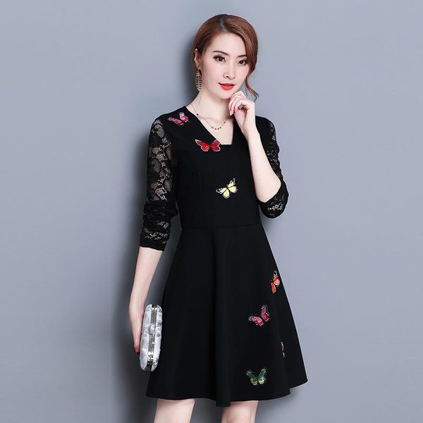 casual dresses 2021 autumn pattern will code self-cultivation thin v word lead long sleeve lace split joint embroidered rendering dress, Black;gray
casual dresses 2021 autumn pattern will code self-cultivation thin v word lead long sleeve lace split joint embroidered rendering dress, Black;gray