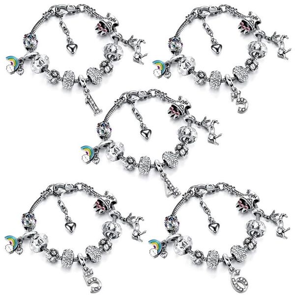 link, chain colorful rainbow charm ladies bracelet pendant with silver-plated snake bone chain, brand children's jewelry gift, Black
link, chain colorful rainbow charm ladies bracelet pendant with silver-plated snake bone chain, brand children's jewelry gift, Black