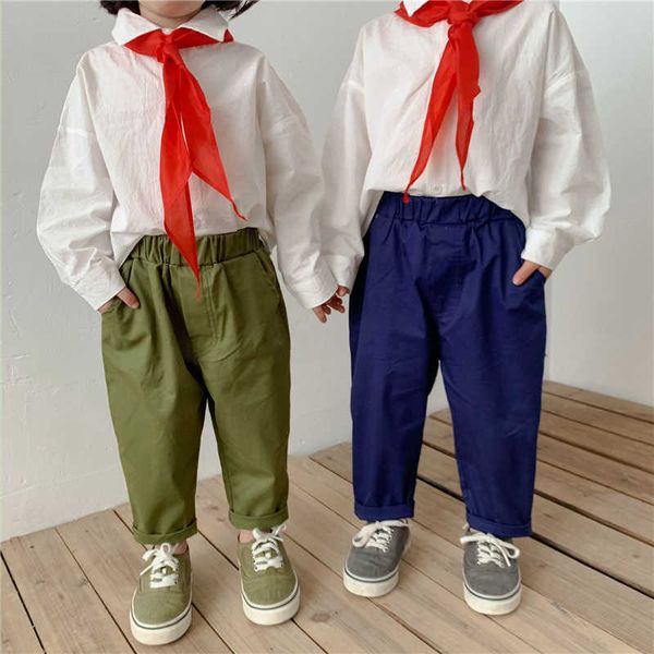 korean style spring boys girls solid color stretch casual pants children loose straight trousers 210615, Blue
korean style spring boys girls solid color stretch casual pants children loose straight trousers 210615, Blue