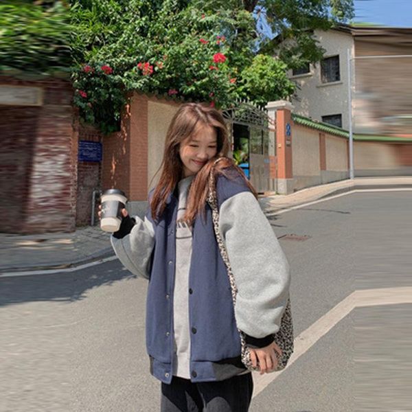 women's trench coats retro baseball jacket autumn and winter thickened in fashion 2021 loose versatile college wind harbor style coat, Tan;black
women's trench coats retro baseball jacket autumn and winter thickened in fashion 2021 loose versatile college wind harbor style coat, Tan;black