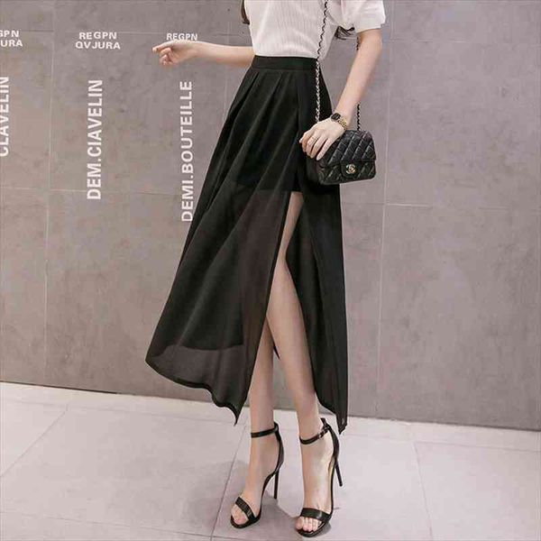 high waist split chiffon skirt for women summer loose slim pleated skirt womens black midi korean women ropa mujer
high waist split chiffon skirt for women summer loose slim pleated skirt womens black midi korean women ropa mujer