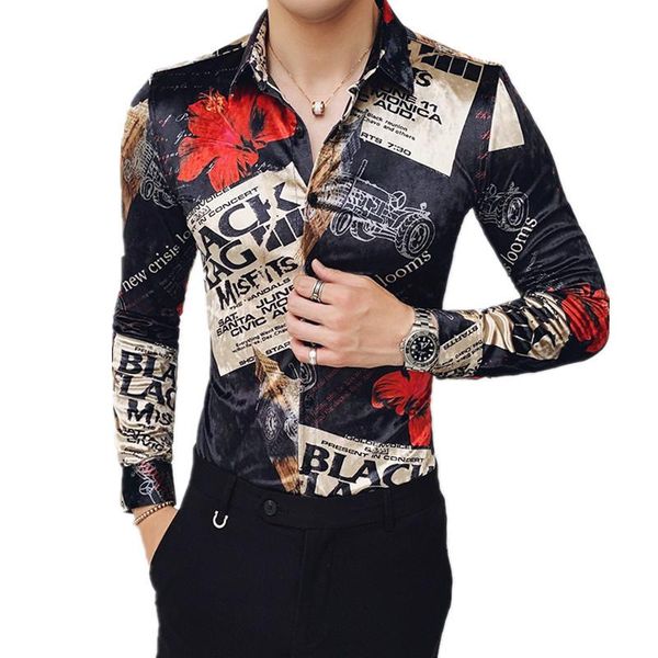 luxury printing shirt men black long sleeve social club prom camisa masculina straight hawaiian blouses men's casual shirts, White;black
luxury printing shirt men black long sleeve social club prom camisa masculina straight hawaiian blouses men's casual shirts, White;black